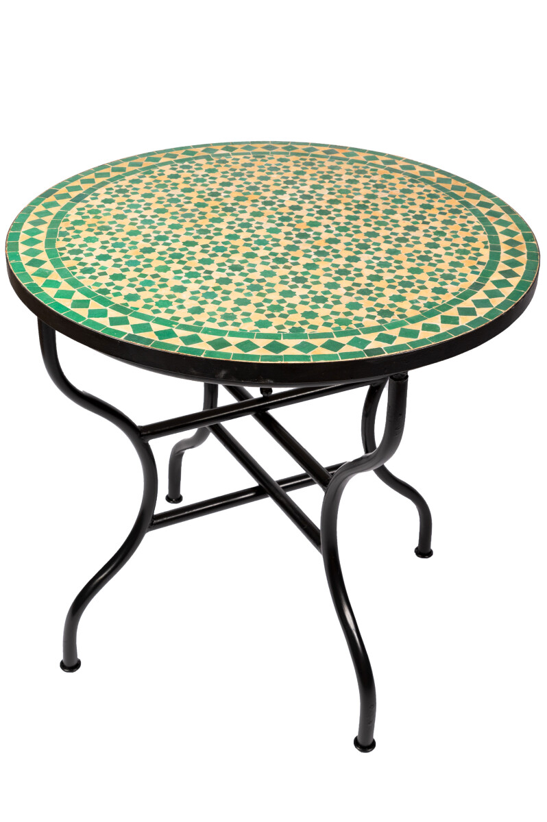 Table en mosaïque marocaine Albaicin vert-beige 100 cm 