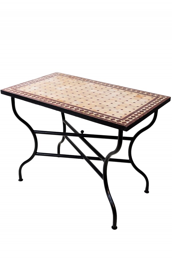 Table en mosaïque marocaine Marrakech Beige Bordeaux 10