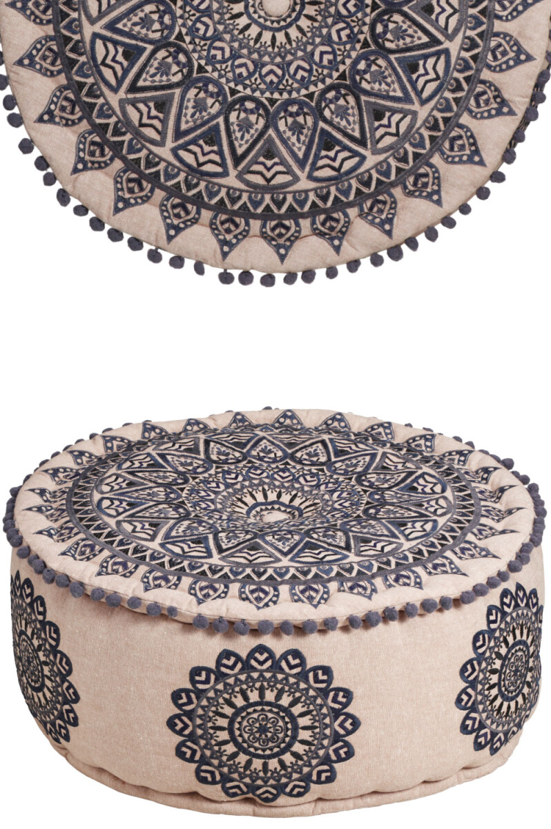 Pouf oriental décoratif Aziza noir