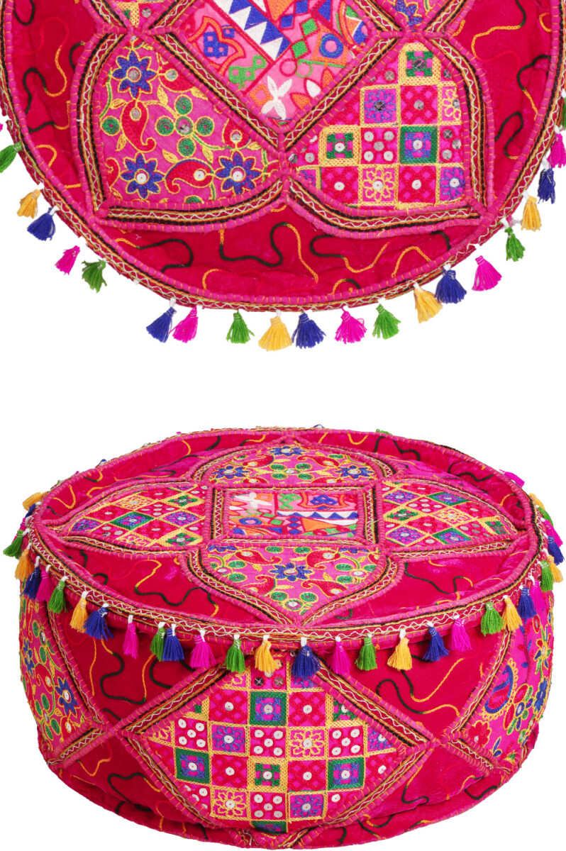 Pouf oriental décoratif Bahri rose