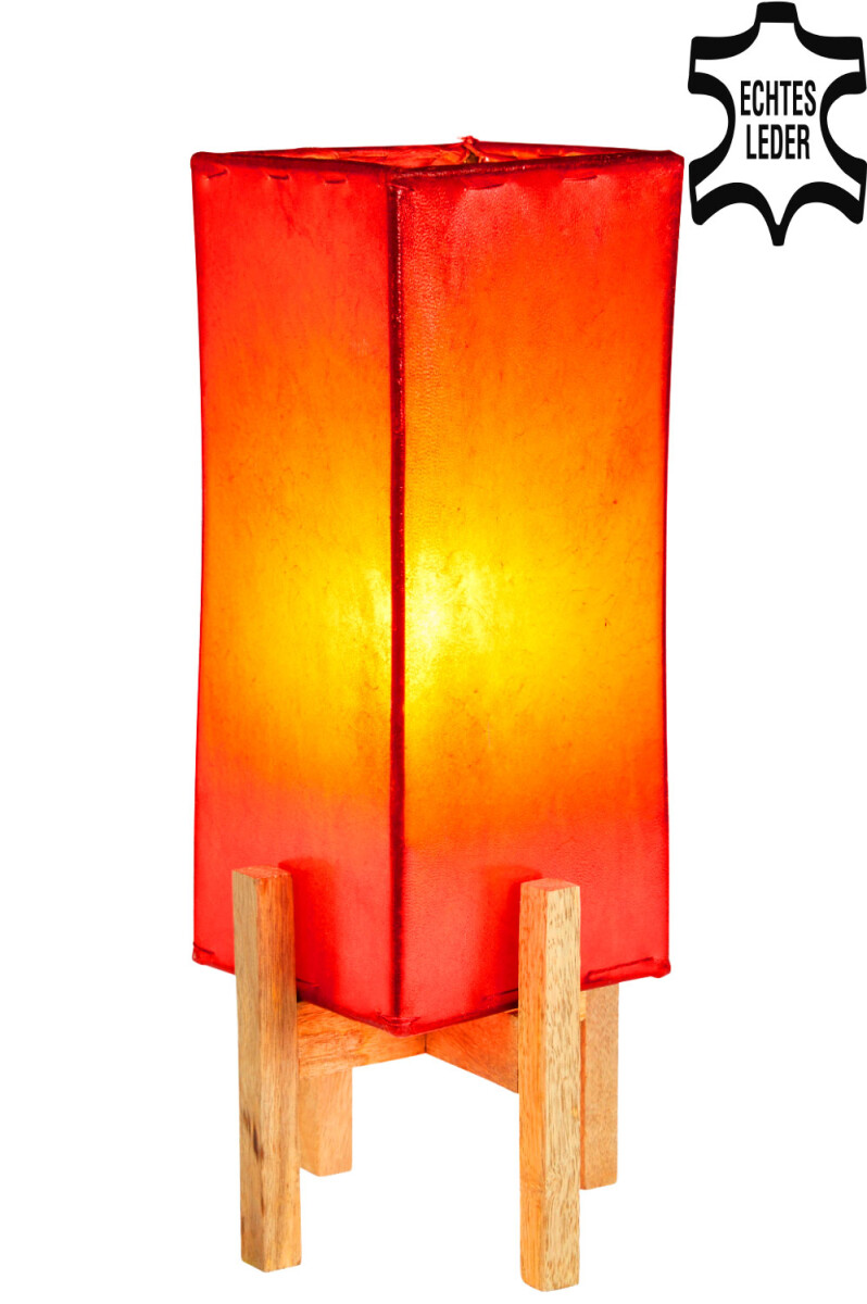 Lampe de table en cuir Janka rouge avec  box