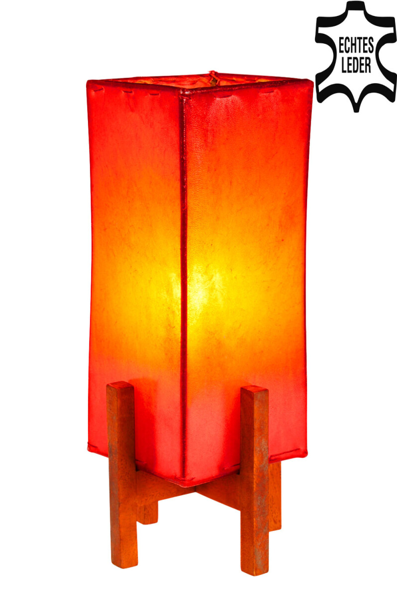 Lampe de table en cuir Janka rouge avec  box