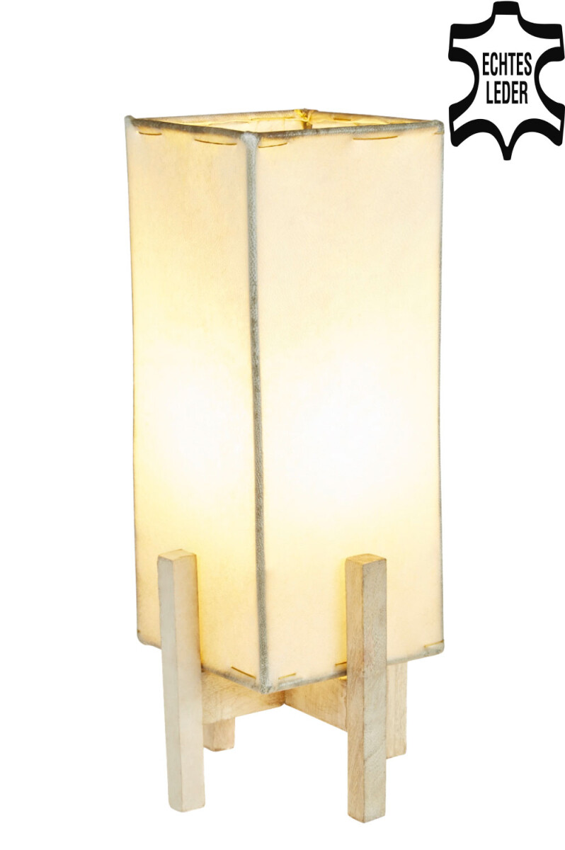 Lampe de table en cuir Janka Nature avec box