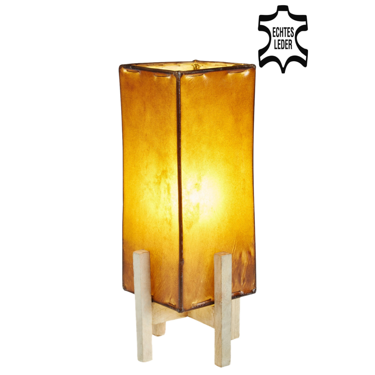 Lampe de table en cuir Janka, marron ave box