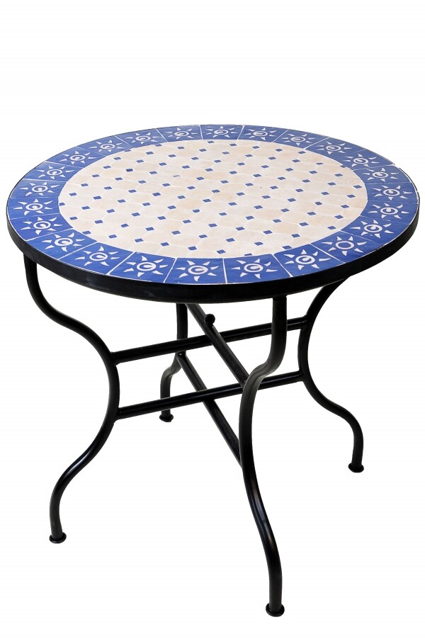Table en mosaïque marocaine « Soleil » beig