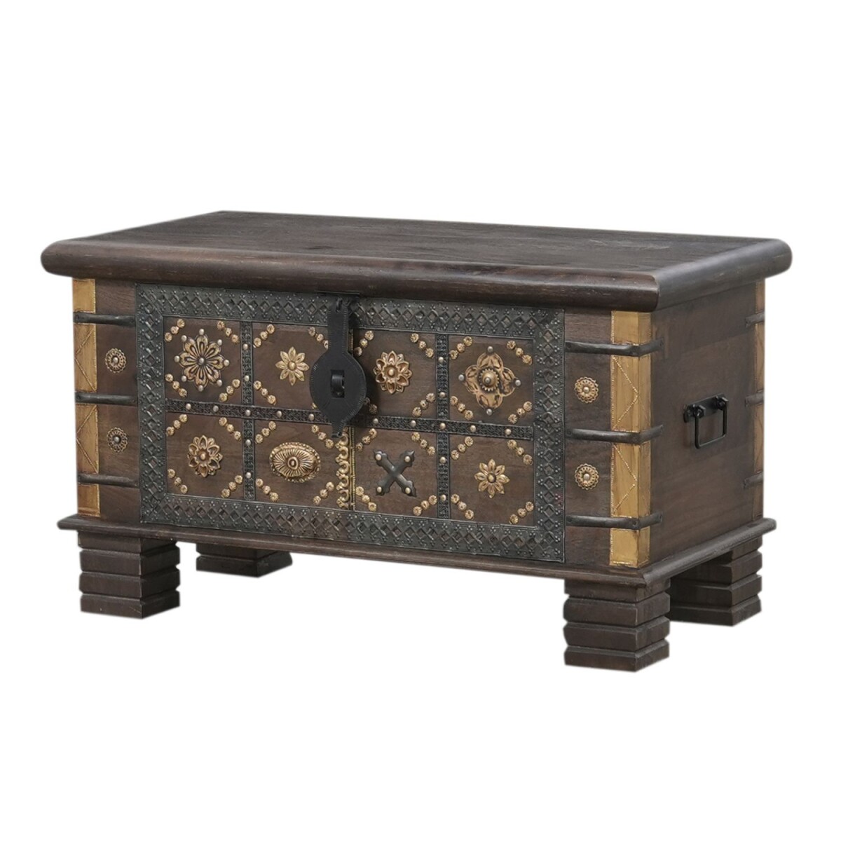 Coffre Driss en bois massif, style ethni box