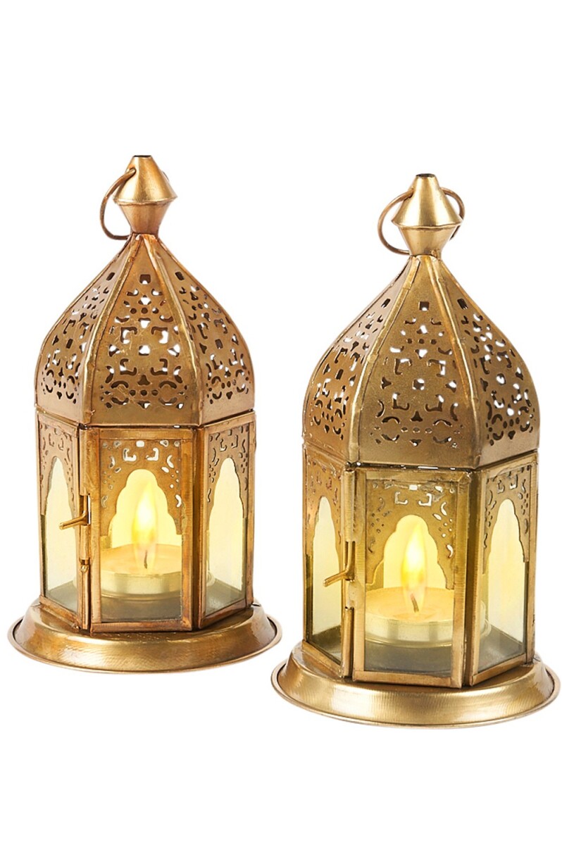 Lot de 2 lanternes décoratives orientales Basem, tran