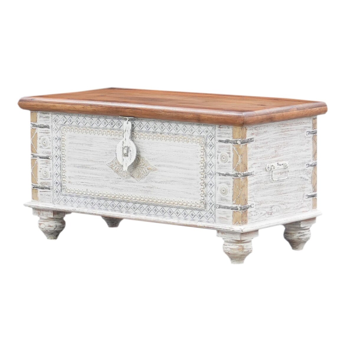Coffre Bashira en bois massif, style boh box