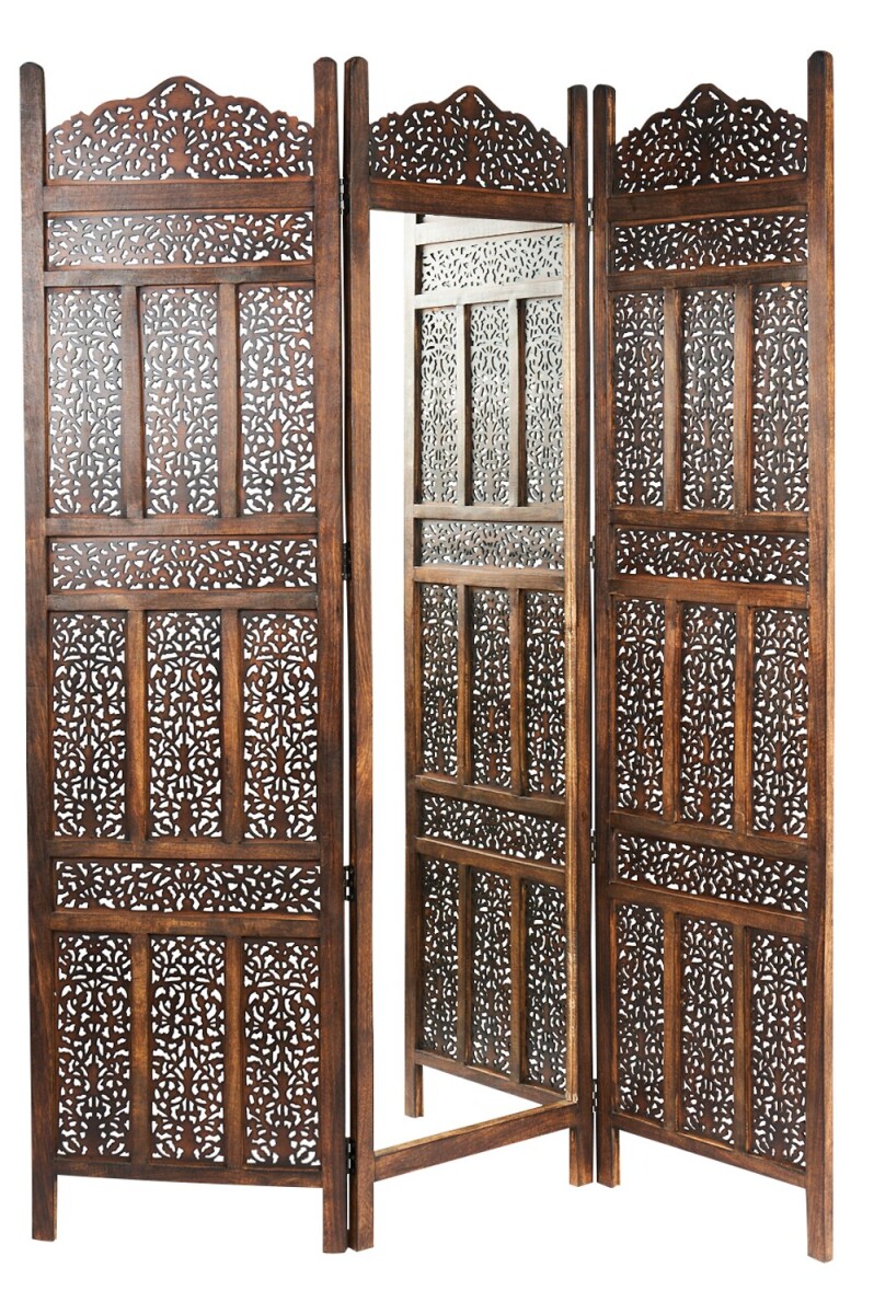 Paravent en bois avec miroir, séparateur de pi&egrave