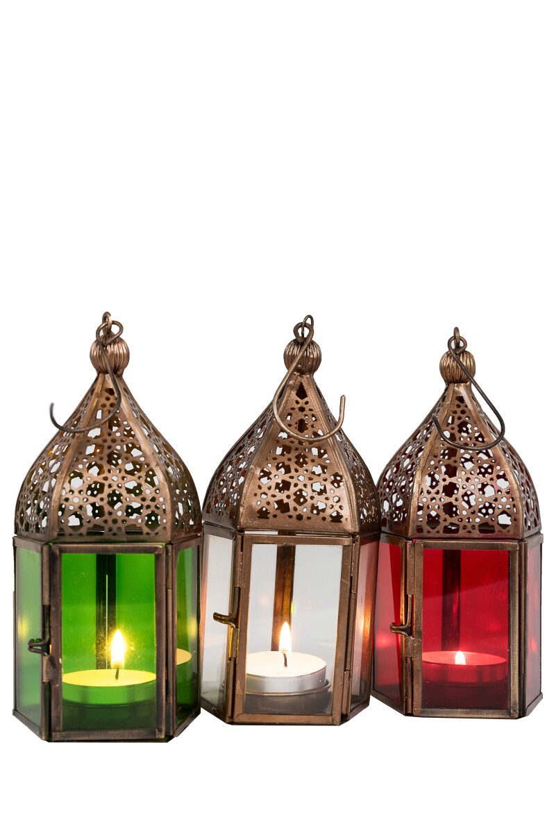 Lanterne orientale, lot de 3 : lanterne Meena multicolore 16