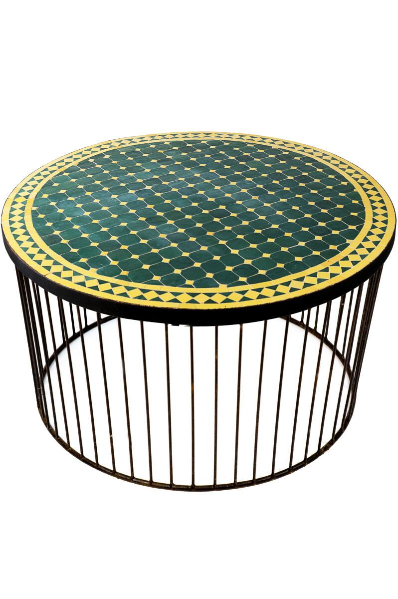 Table en mosa&iuml;que marocaine Marrakech, verte et...