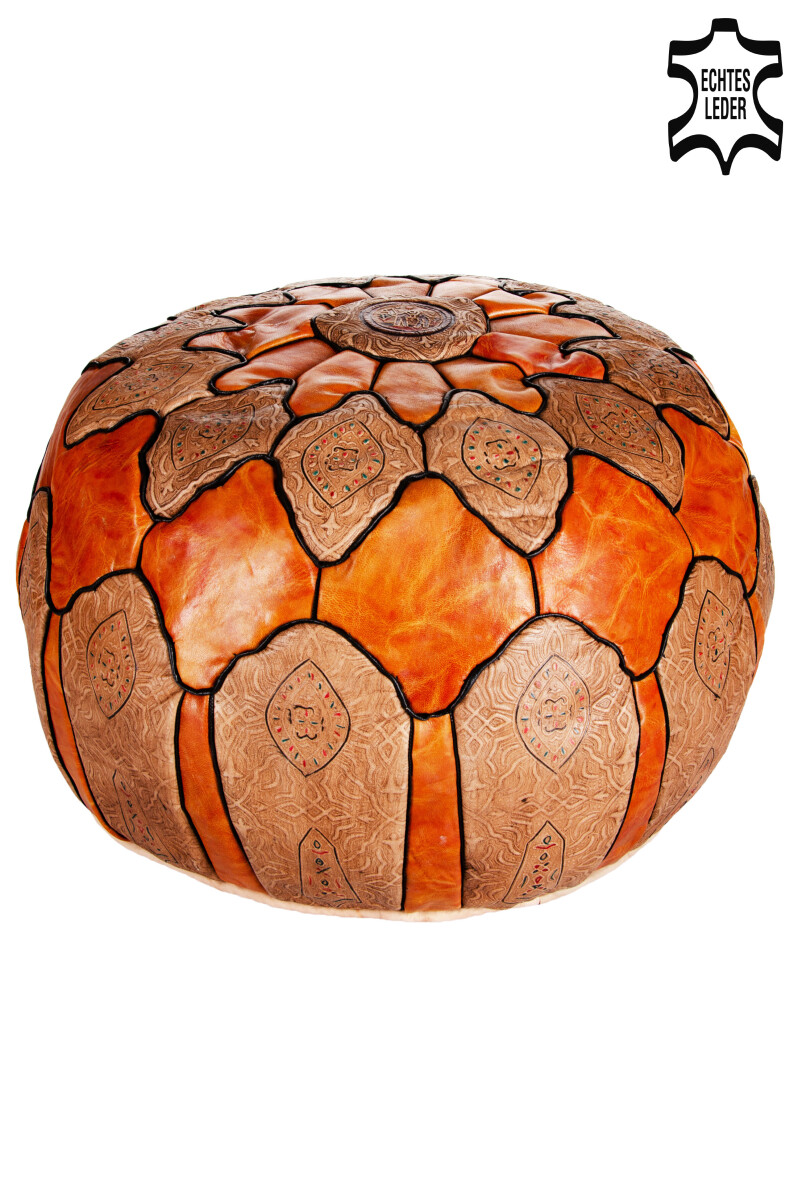 Pouf oriental en cuir Hakam - 60 cm