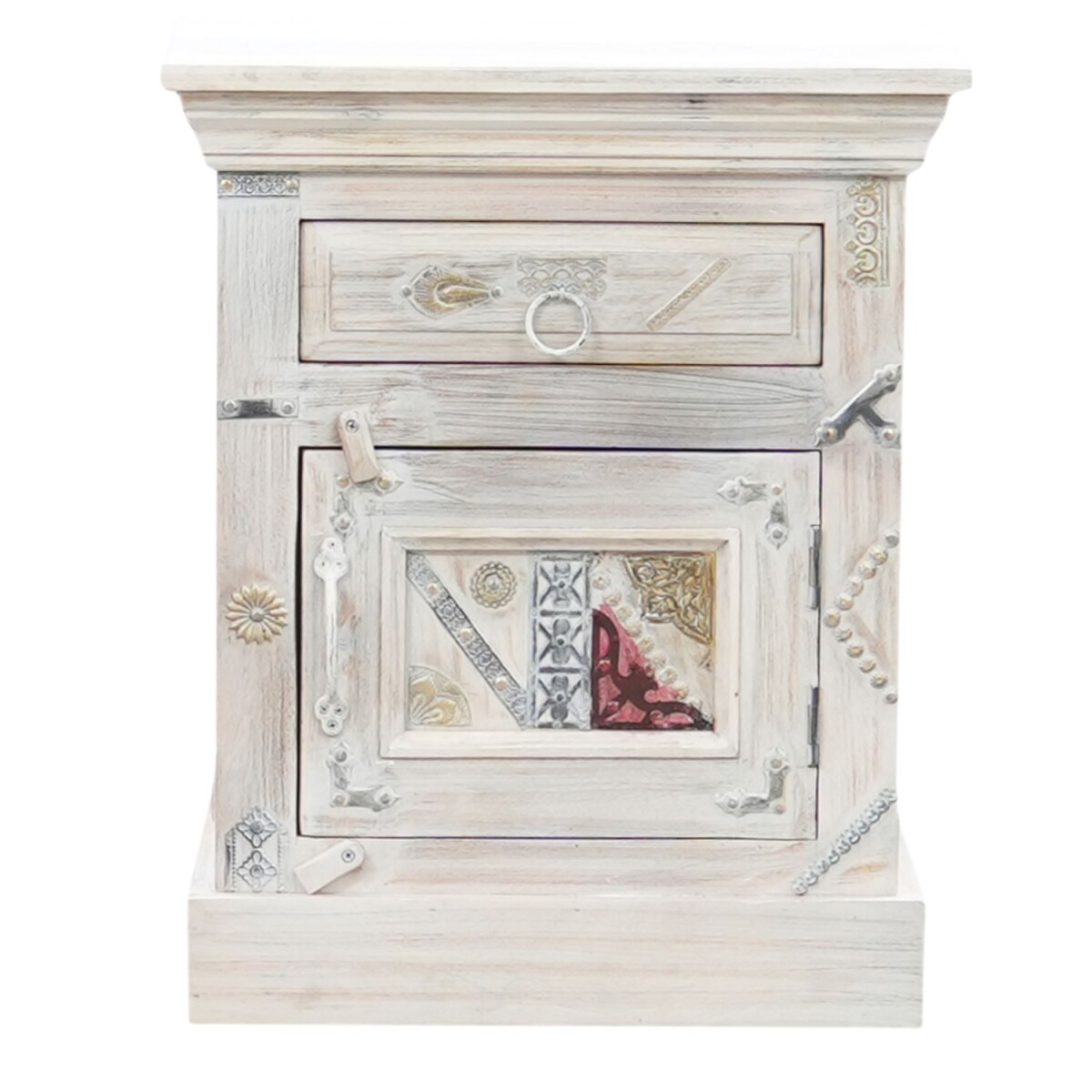 Table de chevet Antara en bois blanc 60 cm | Style boh&egrav