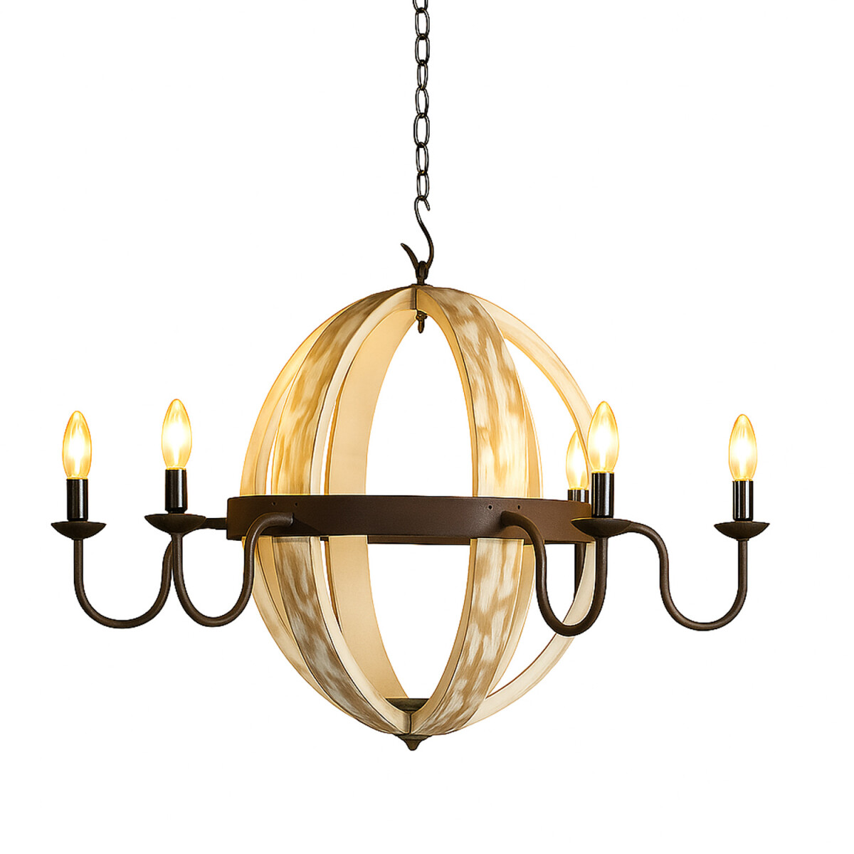 Lustre Abdahl blanc 80 cm | Lampe orientale en bois de style