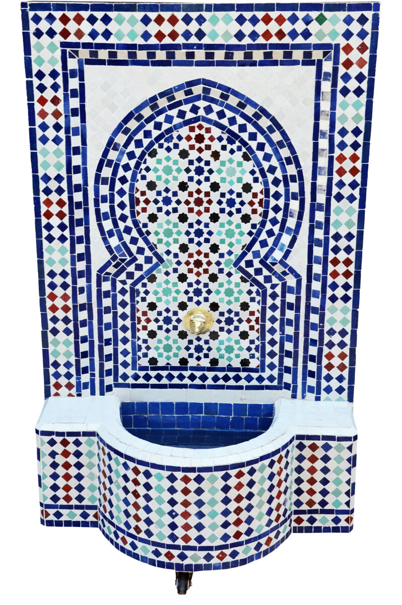 Fontaine de jardin marocaine en mosaïque 120 cm | Motif