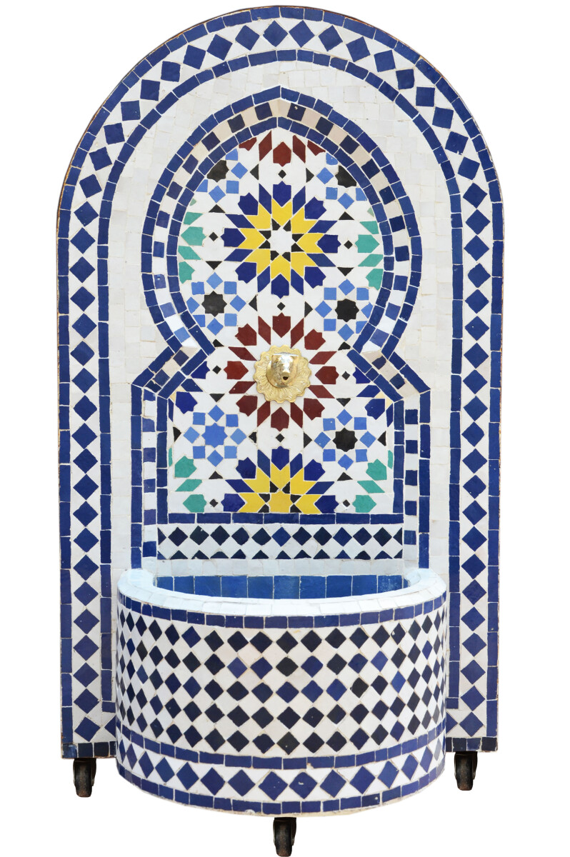 Fontaine de jardin marocaine en mosaïque 120 cm | Motif