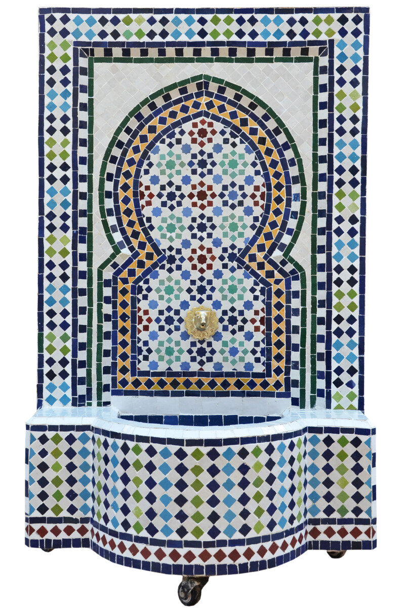 Fontaine de jardin marocaine en mosaïque 120 cm | Motif
