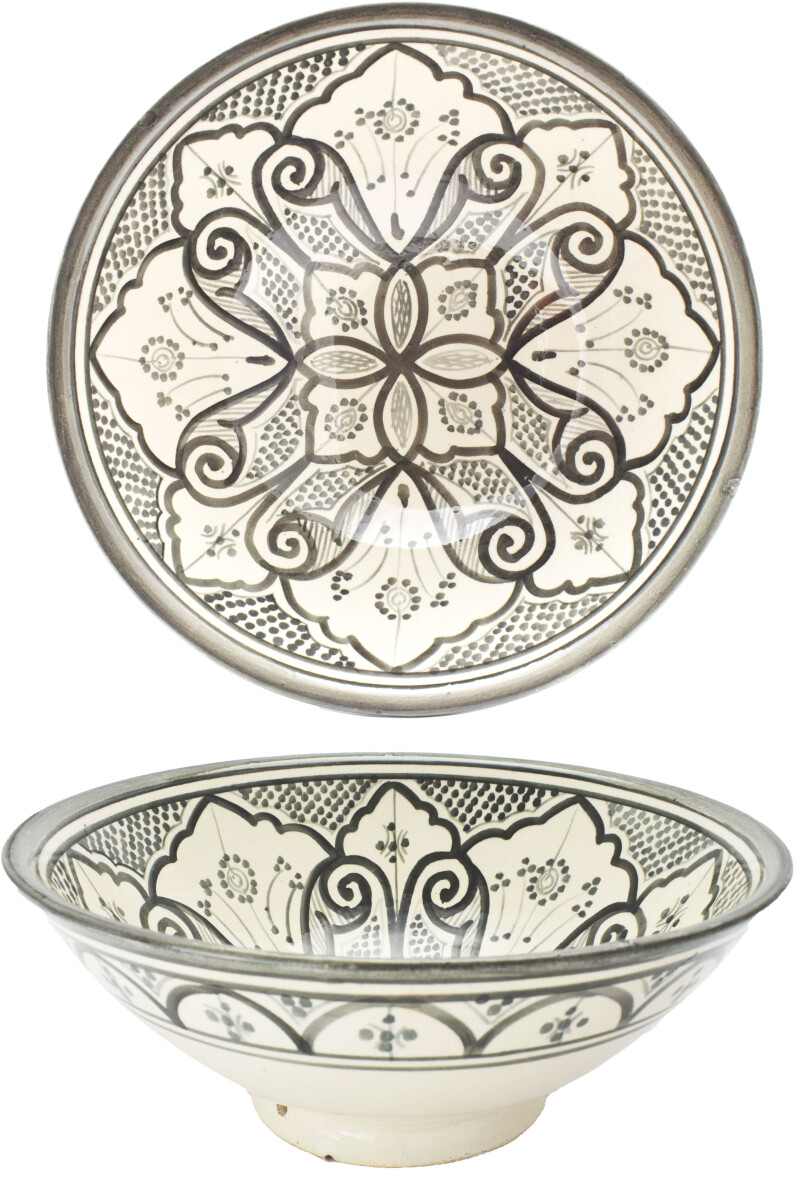 Bol en céramique orientale Liyah Gris - 25 cm -