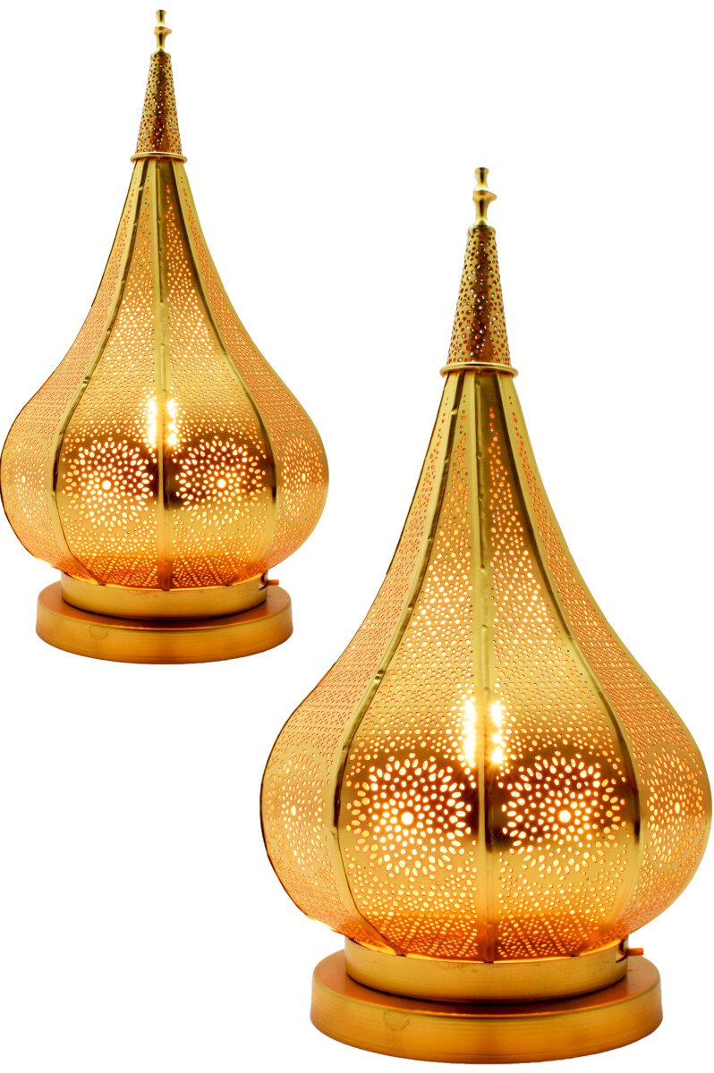 Lot de 2 lampes de table orientales « Kais Gold &raquo