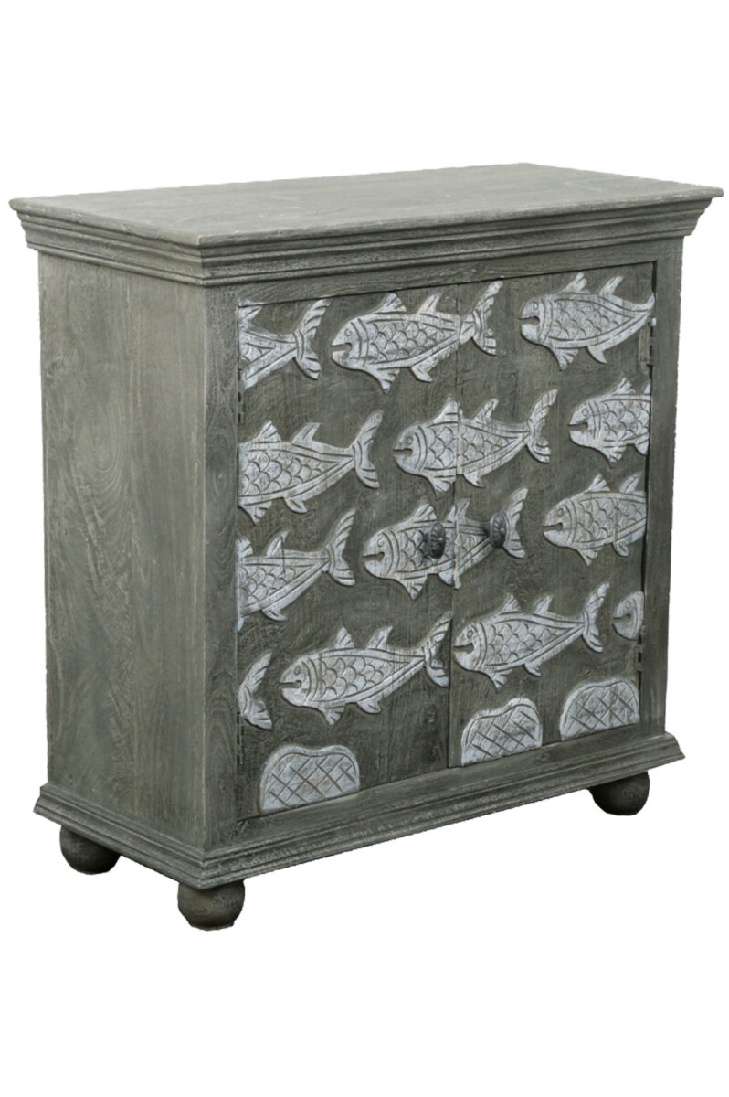 Commode Bouchra en bois massif gris 90 c box