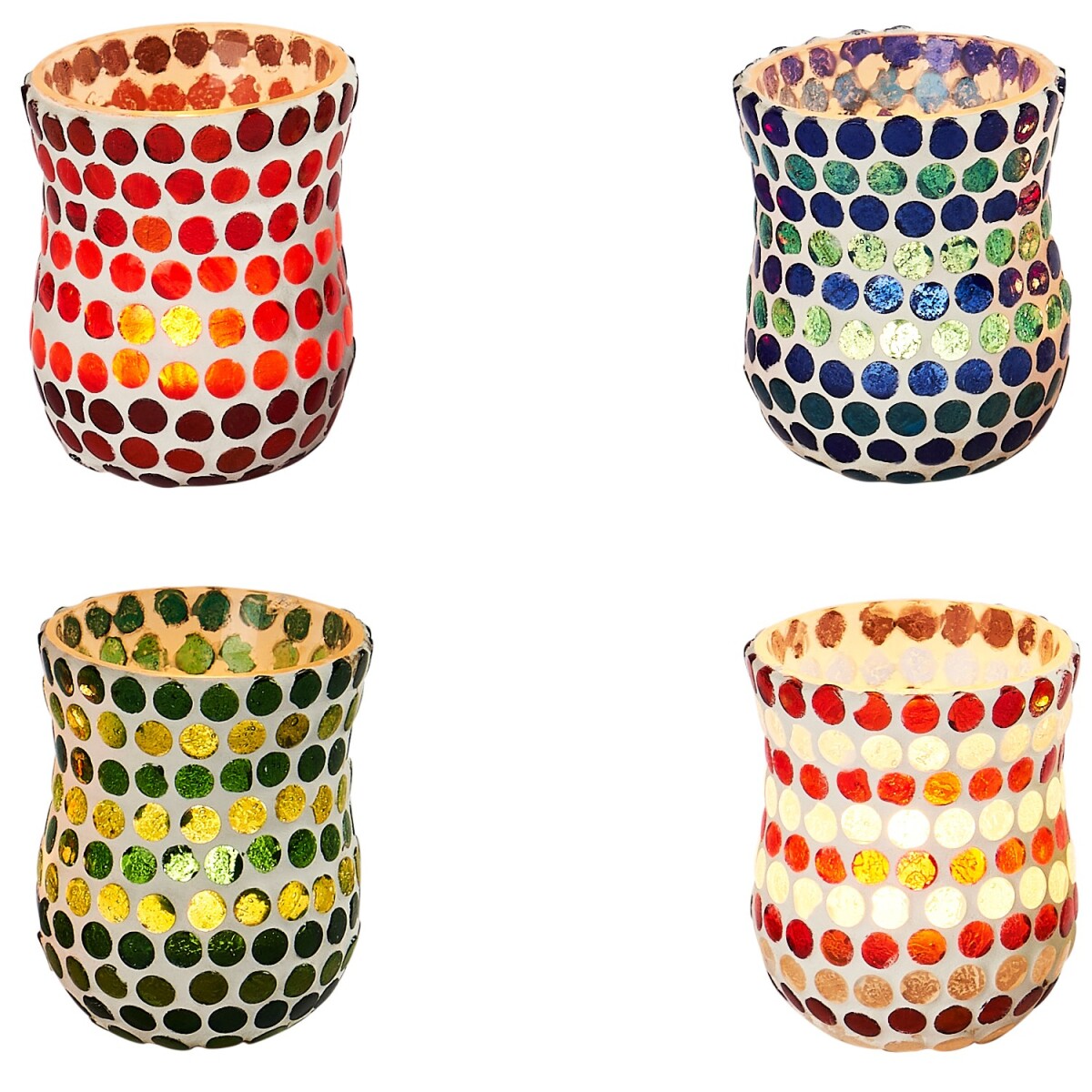 Lot de 4 photophores orientaux en mosaïque, color&eacut