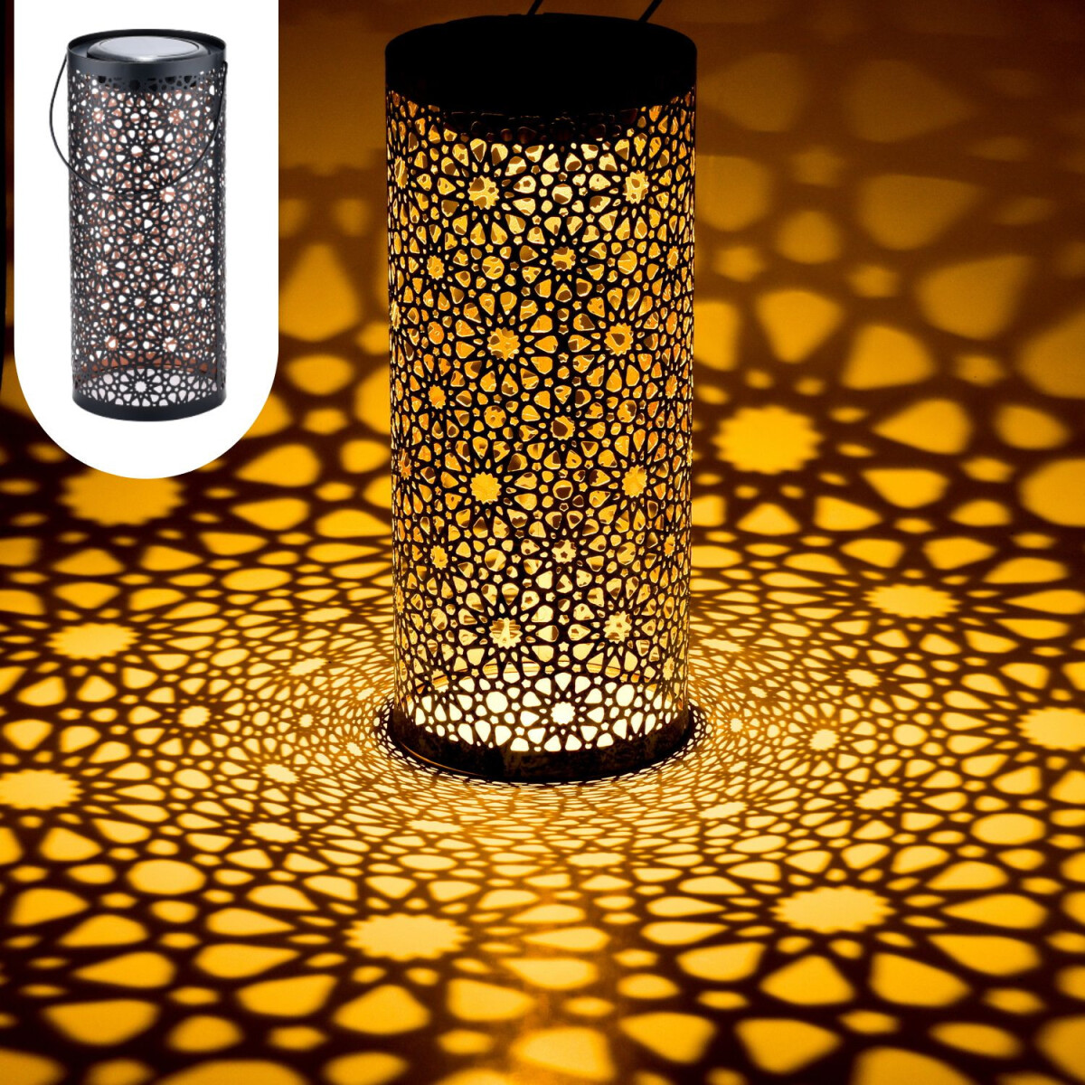 Lampe solaire orientale pour balcon et jardin Noum, noire