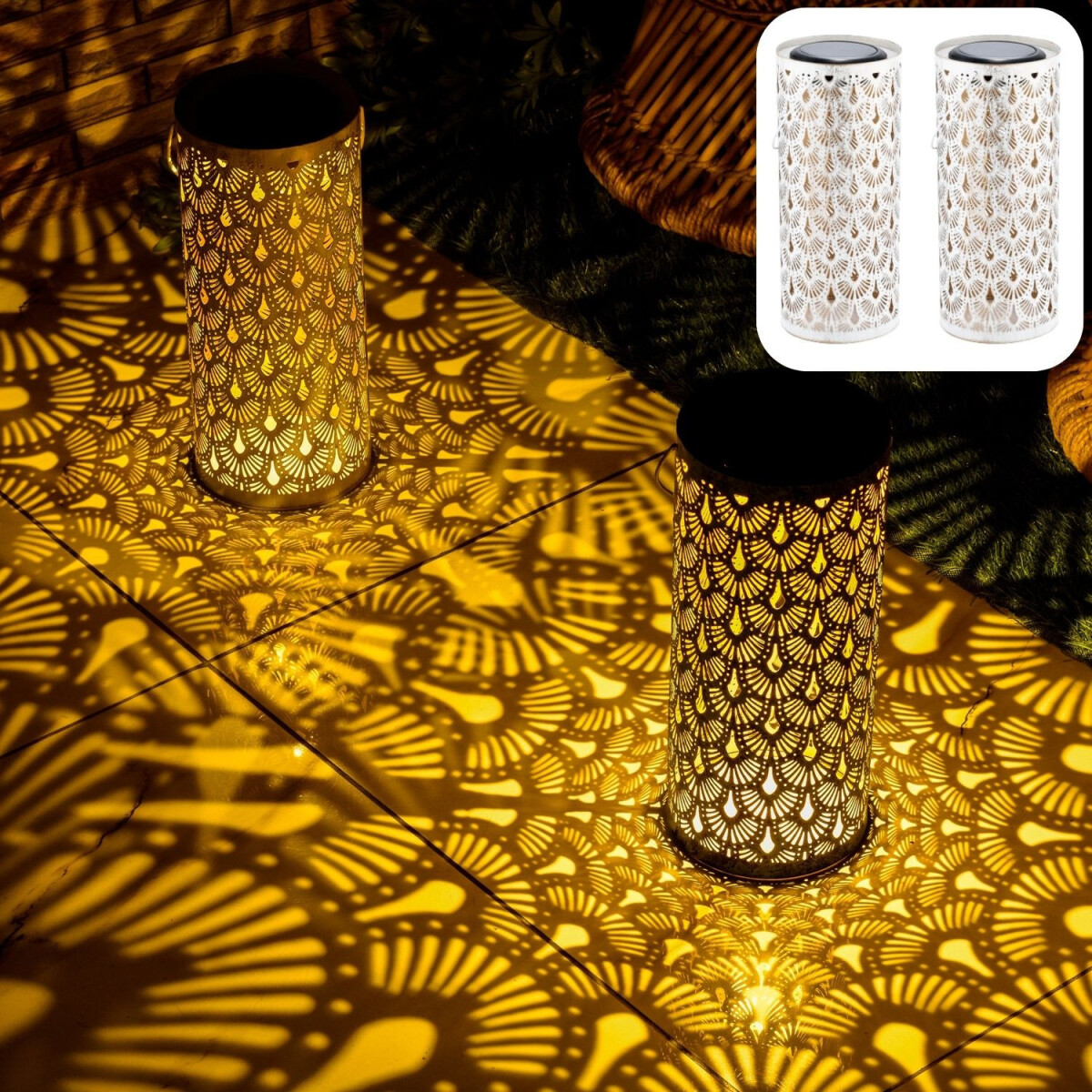 Lot de 2 lanternes solaires orientales « Fava » 