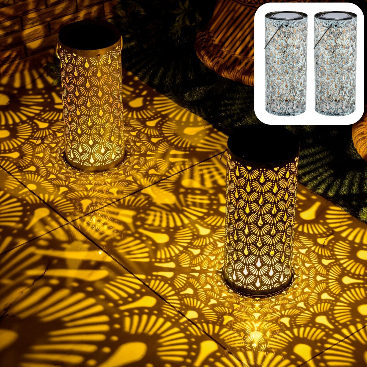 Lot de 2 lanternes solaires modernes « Fava » ve