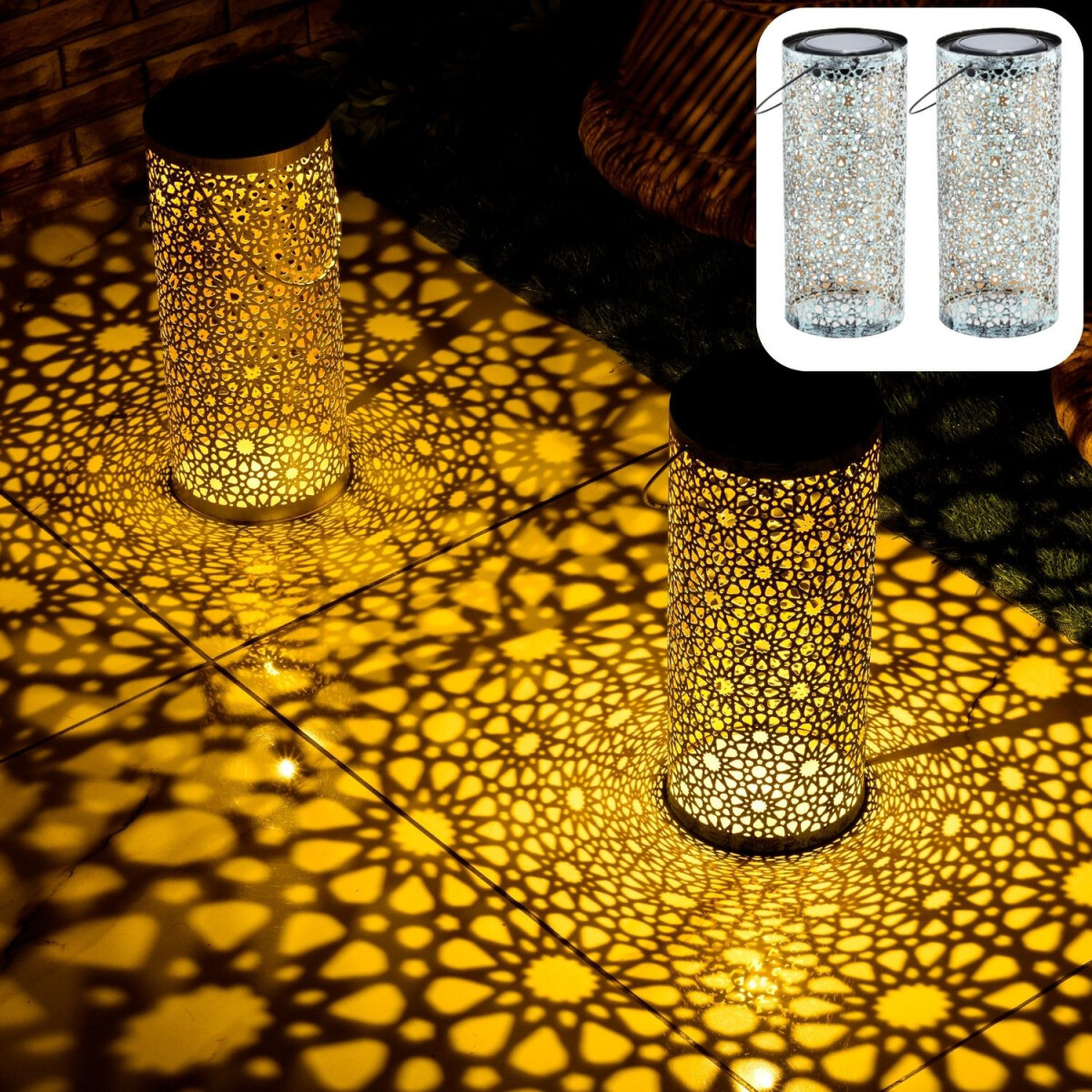Lot de 2 lanternes solaires orientales « Noum » 