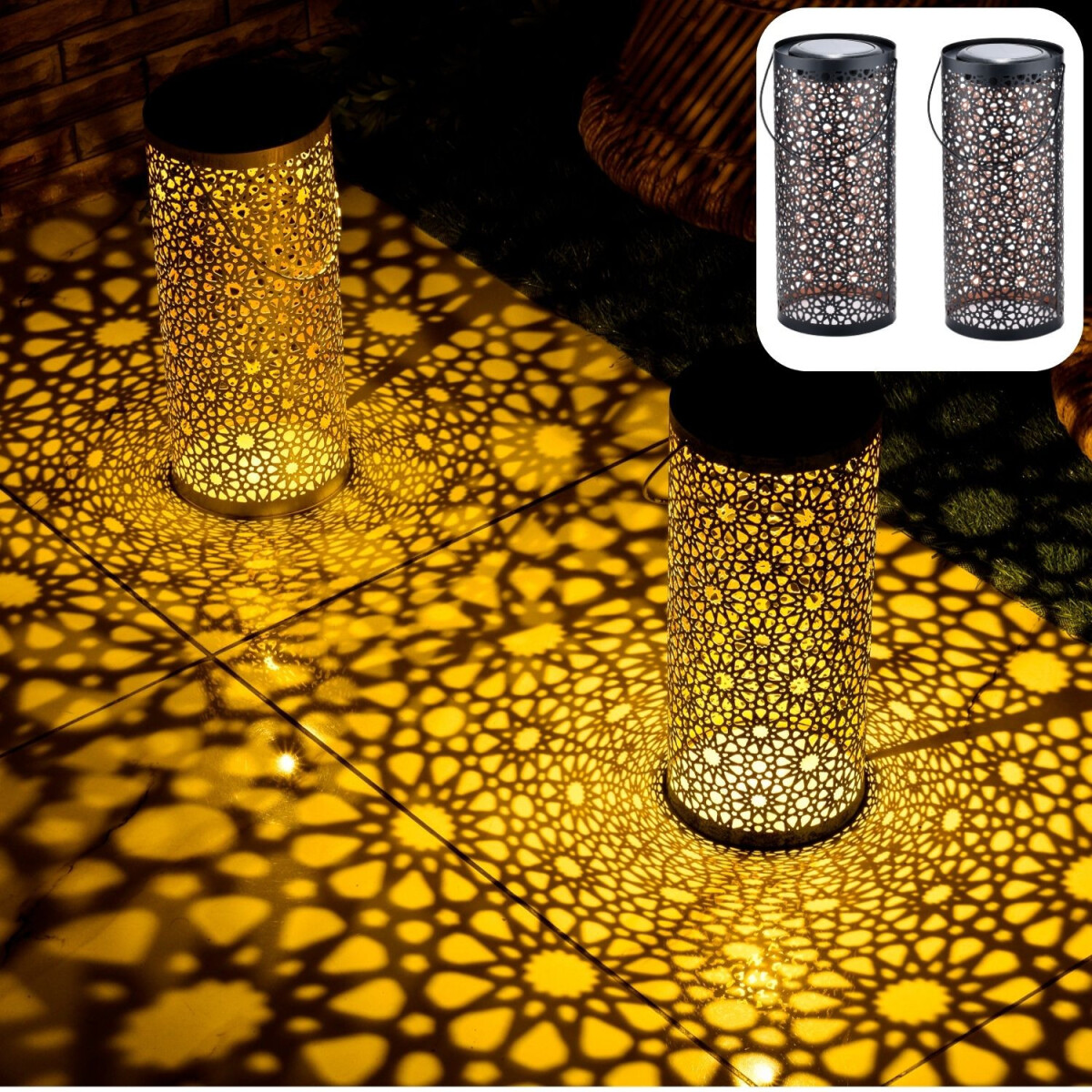 Lot de 2 lanternes solaires orientales « Noum » 