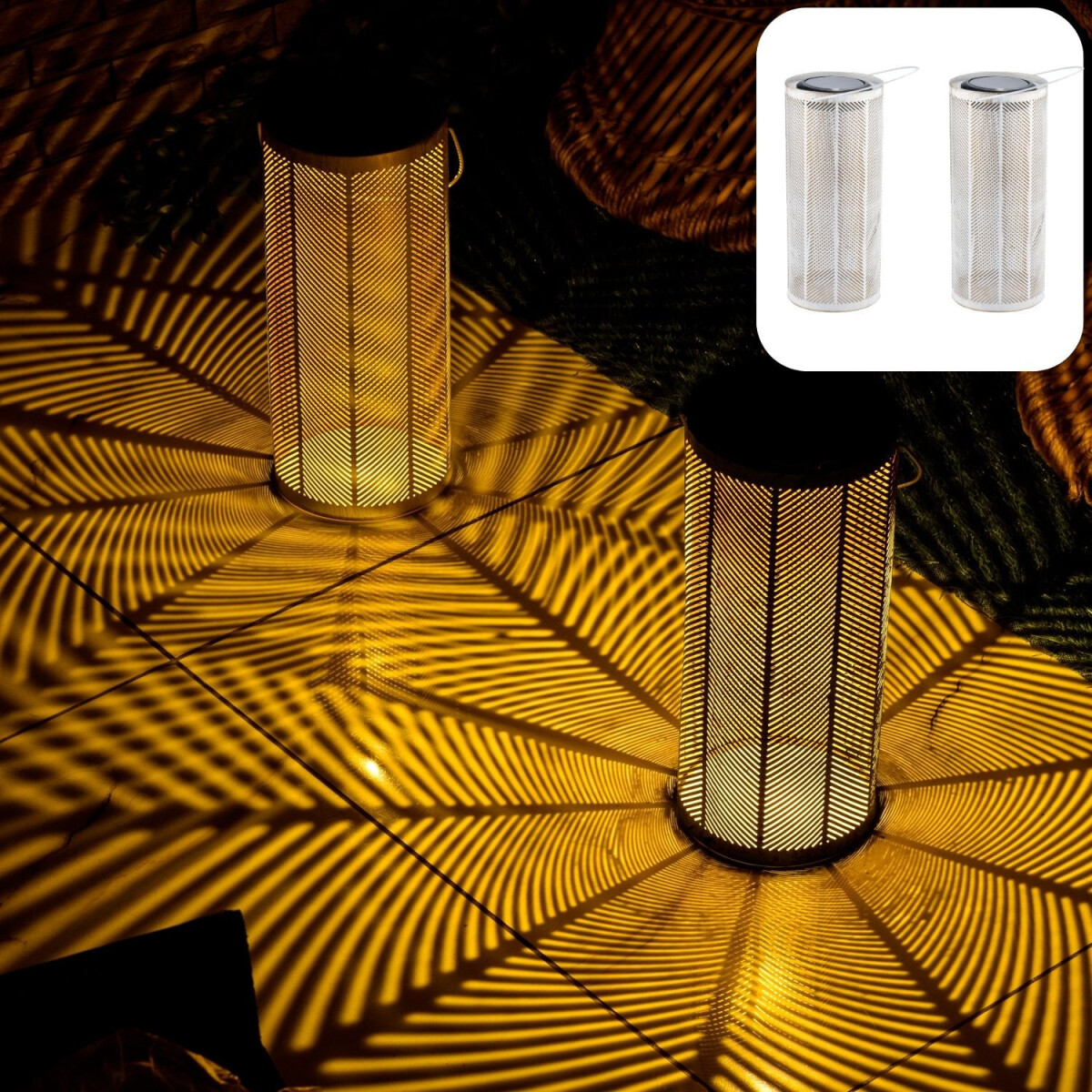 Lot de 2 lanternes solaires modernes, lampes décorati