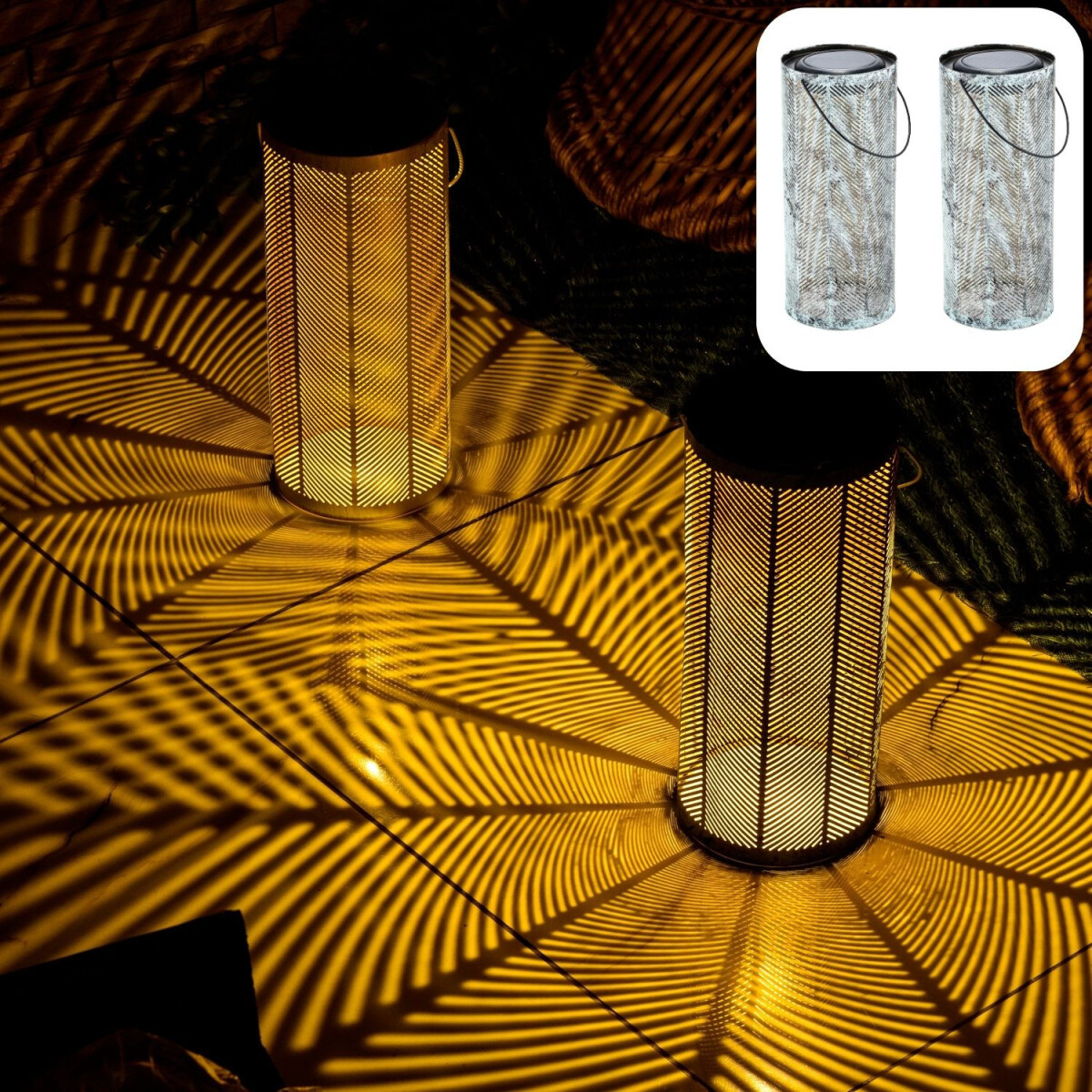 Lot de 2 lanternes solaires scandinaves - Lampe décor