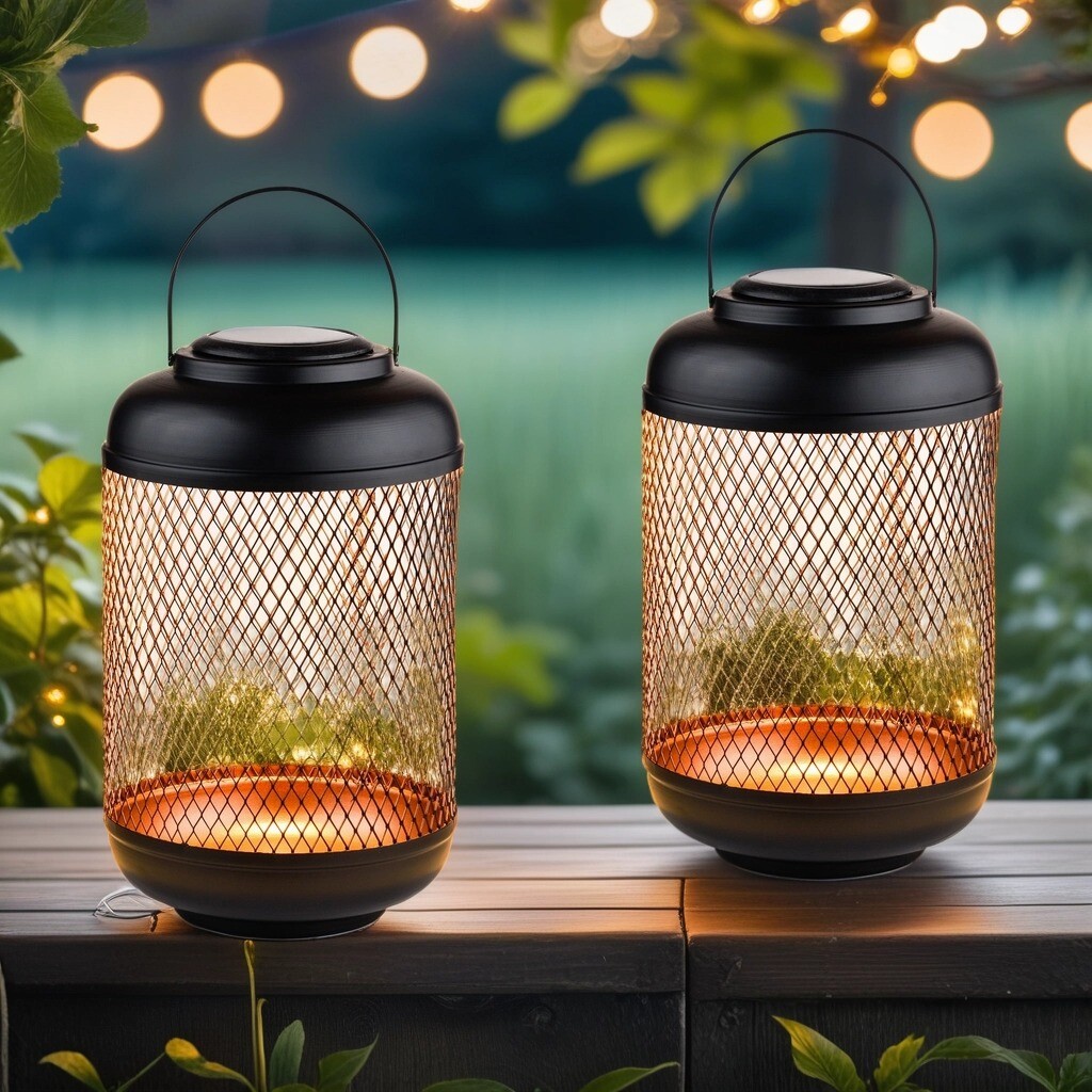 Lot de 2 lanternes solaires modernes pour la décorati