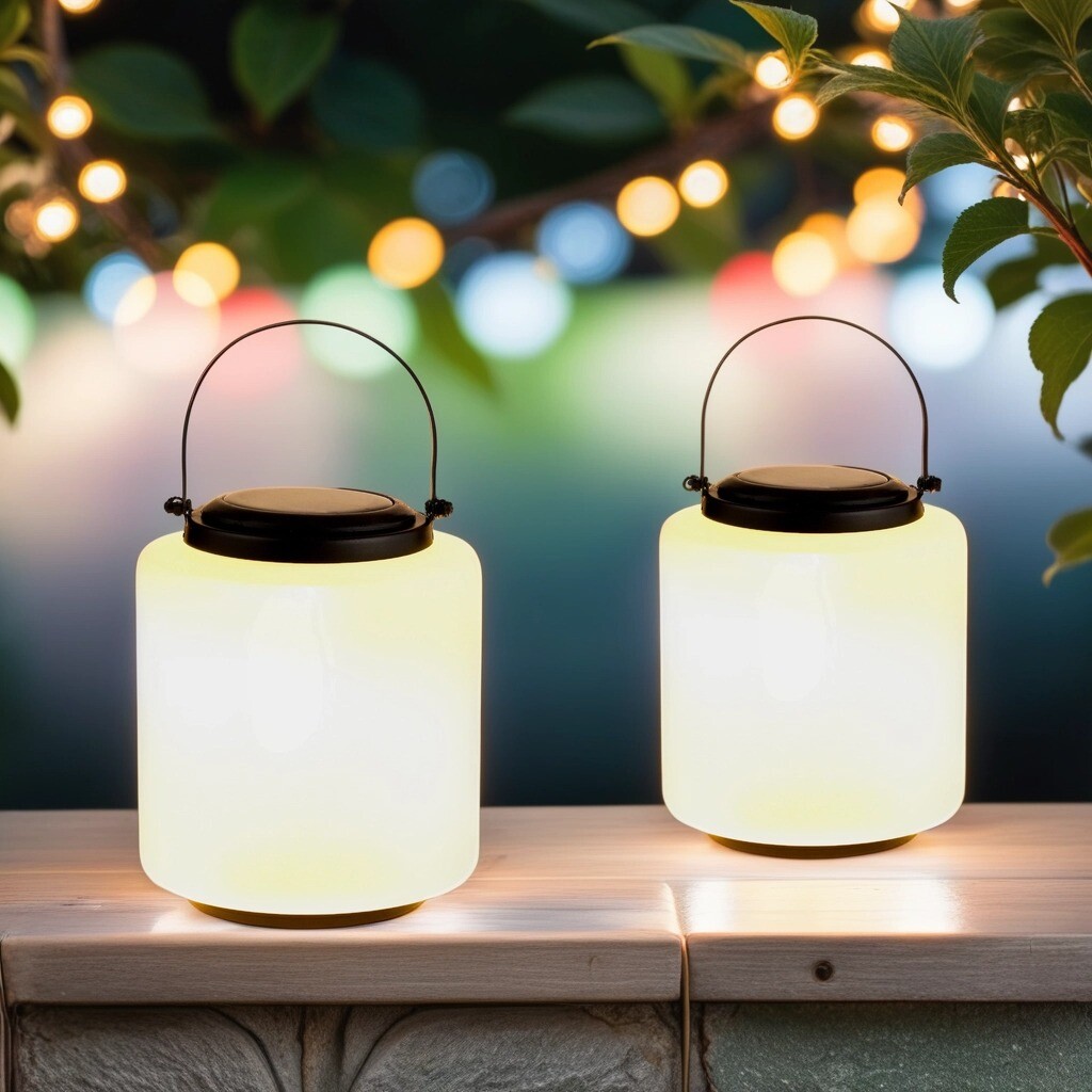 Lot de 2 lanternes solaires modernes en verre pour balcon et