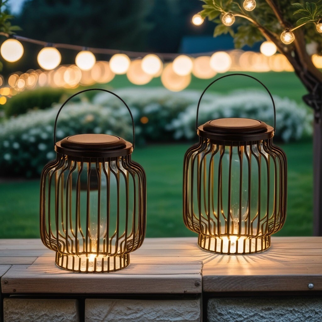 Lot de 2 lanternes solaires de style scandinave - Lampe de b