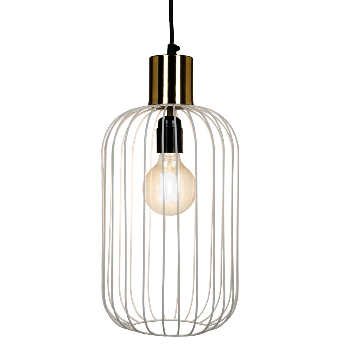 Suspension rétro Albo blanc et or 39 cm | Fabriqu&eac