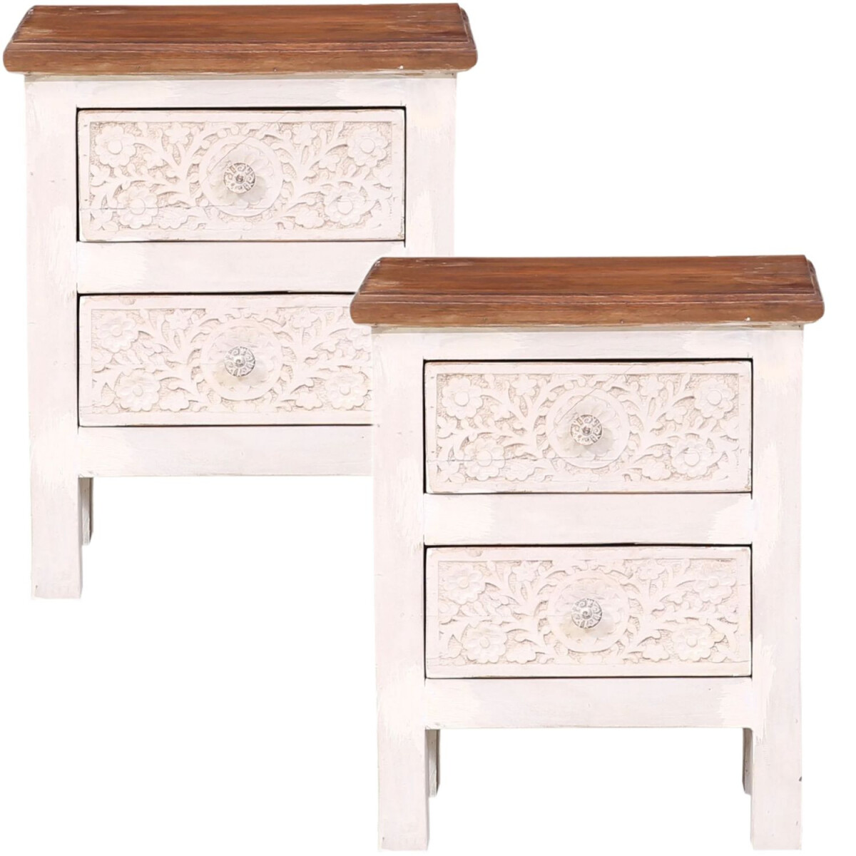 Lot de 2 meubles de style bohème : table de chevet, t