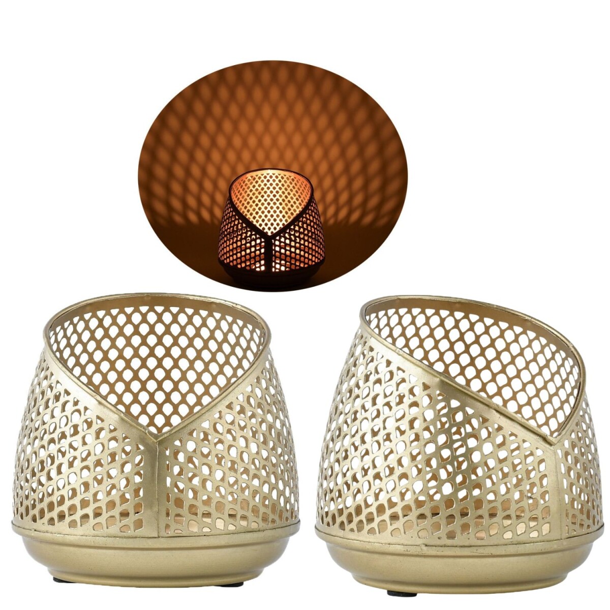 Lot de 2 bougeoirs Safra Gold box