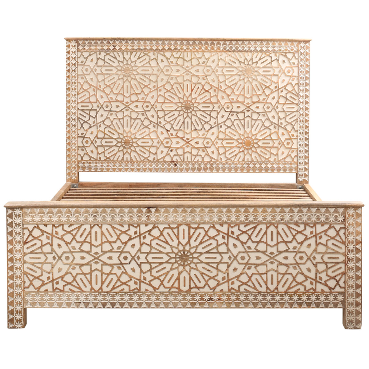 Lit marocain double en bois massif Julah box