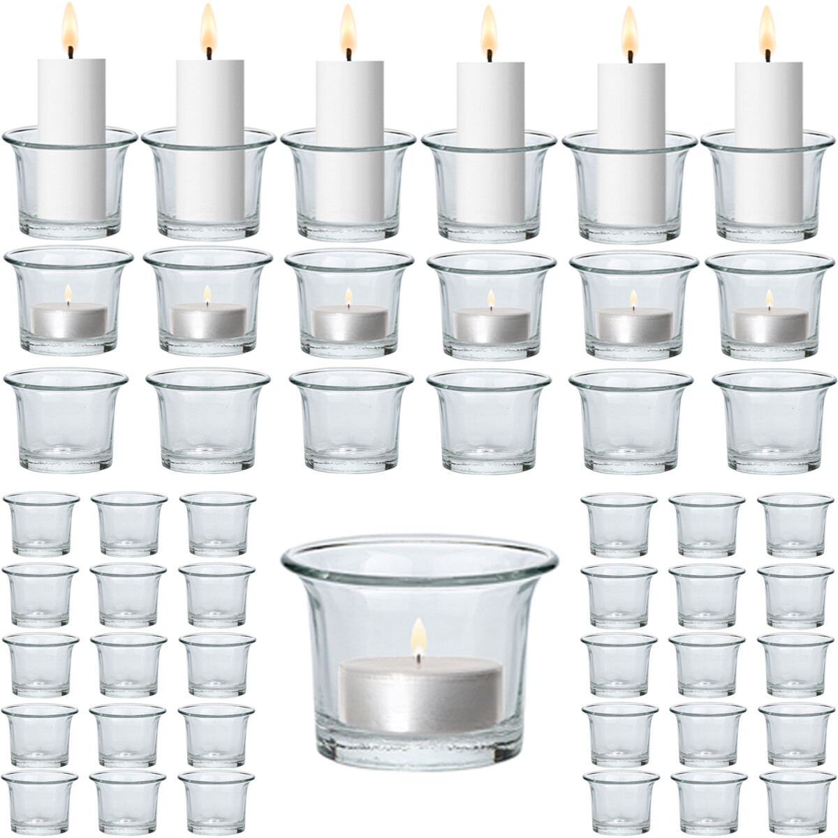 Lot de 48 verres à bougies chauff box