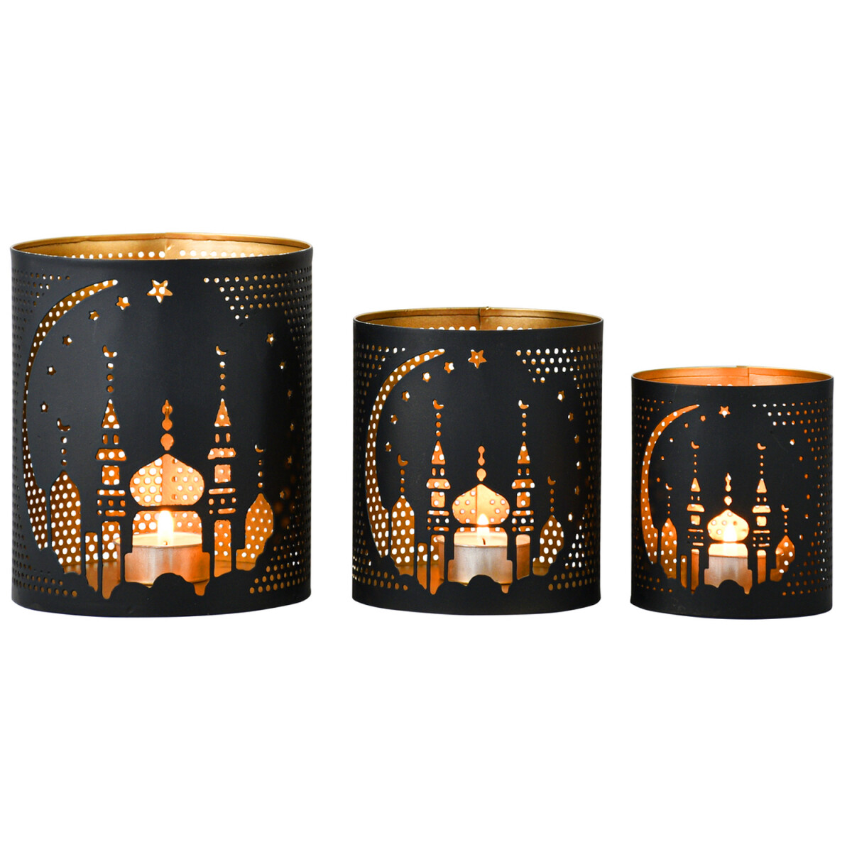 Lot de 3 bougeoirs musulmans « Ramazan » 14 cm