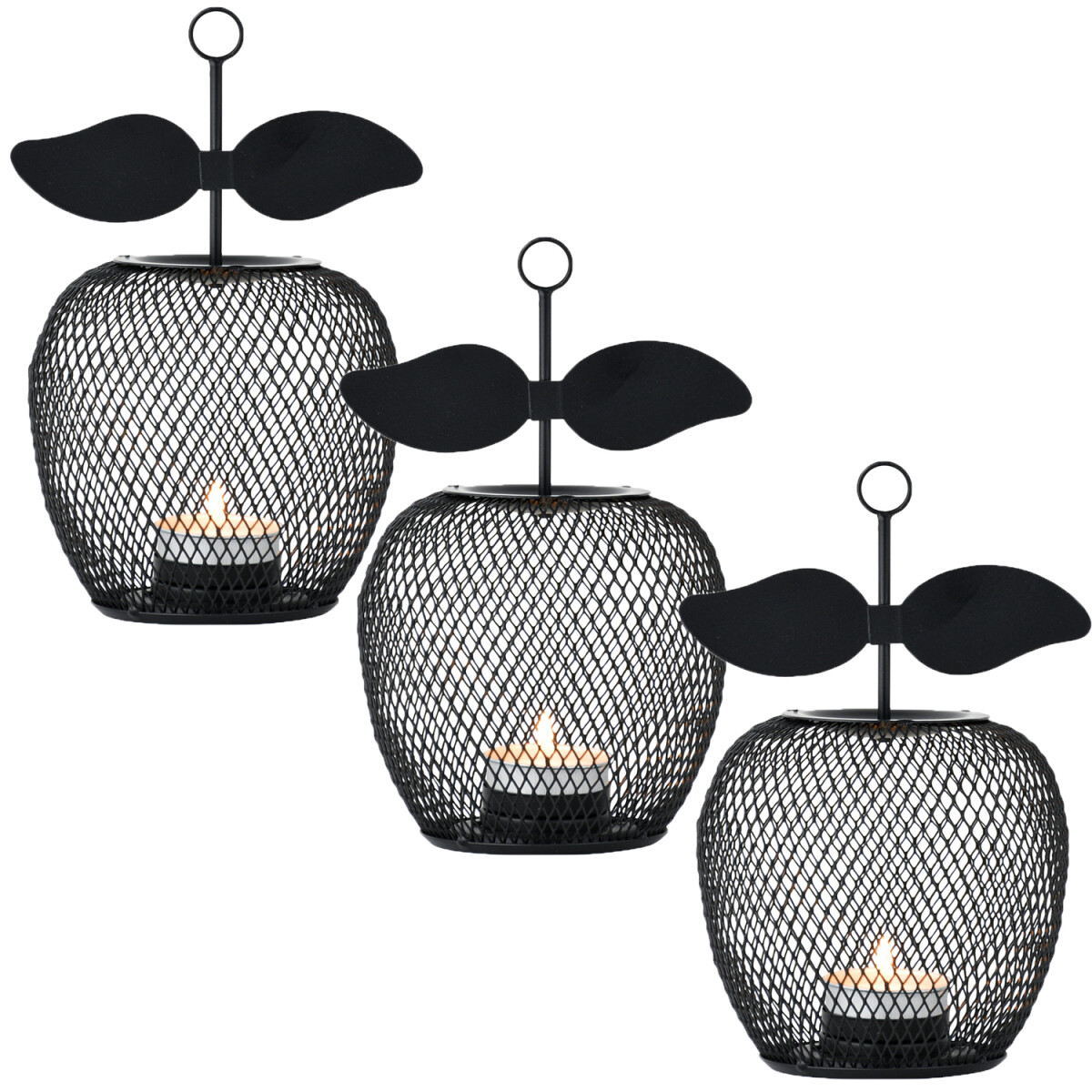 Lot de 3 bougeoirs modernes Manzana, noi box