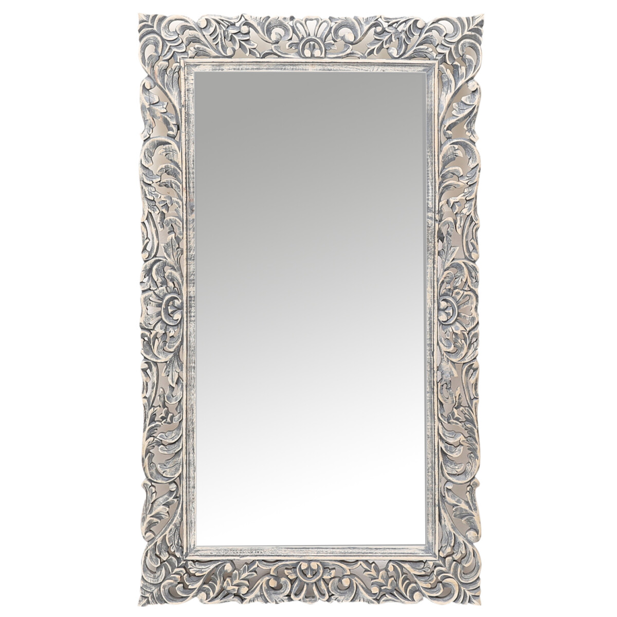 Miroir sur pied Abelke – Miroir en teck sculpté