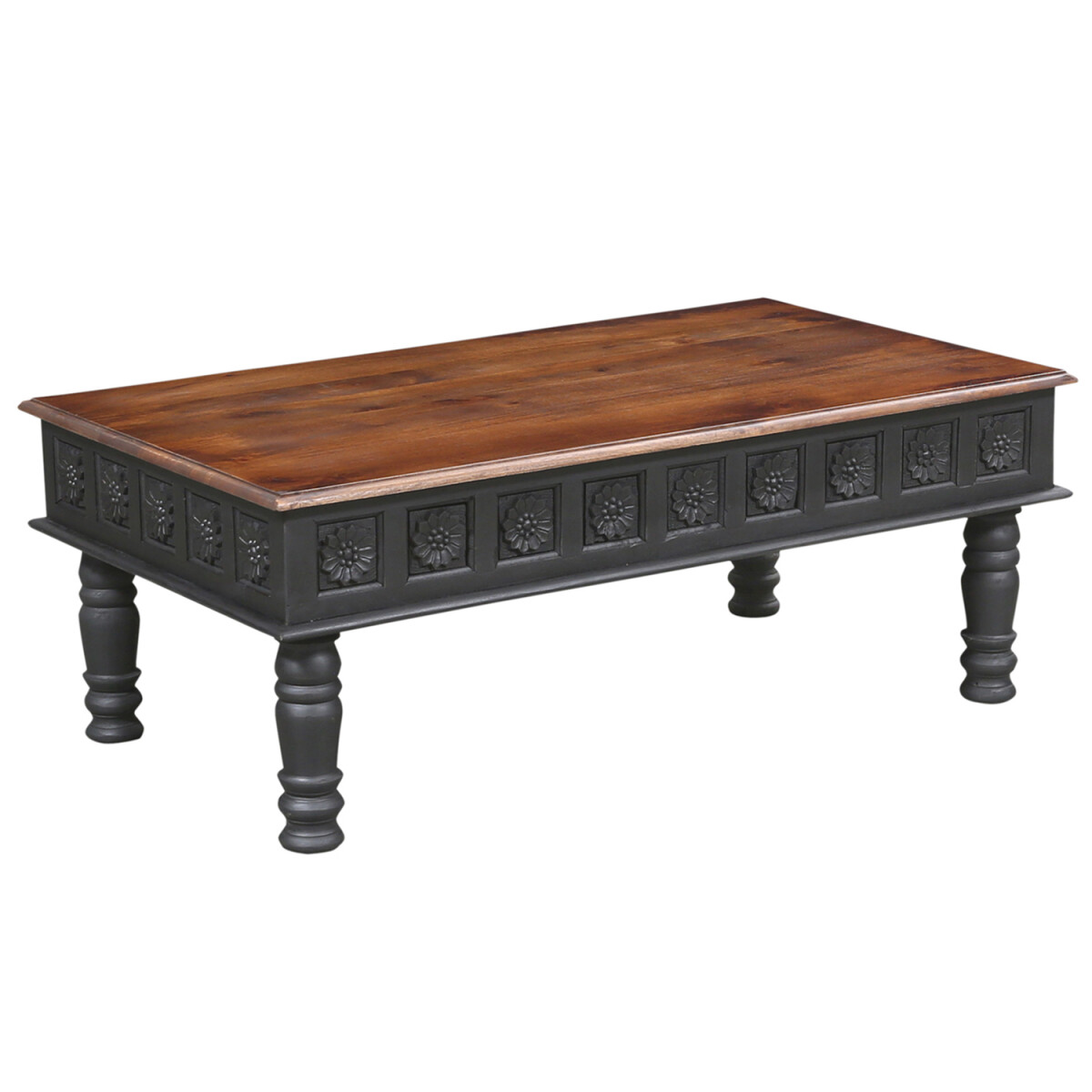 Table basse Abraam en bois de manguier & box