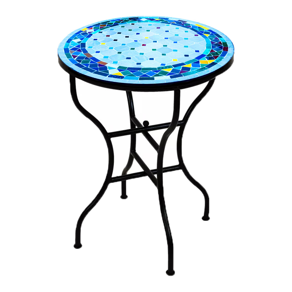 Table en mosaïque marocaine Marrakech, beige et multico