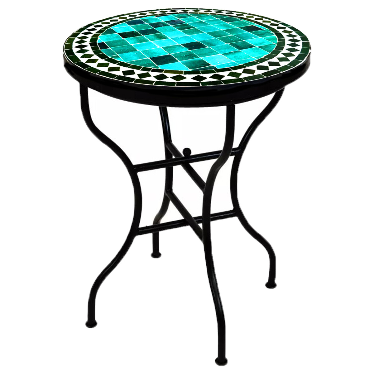 Table en mosaïque marocaine Marrakech, vert et noir, &O