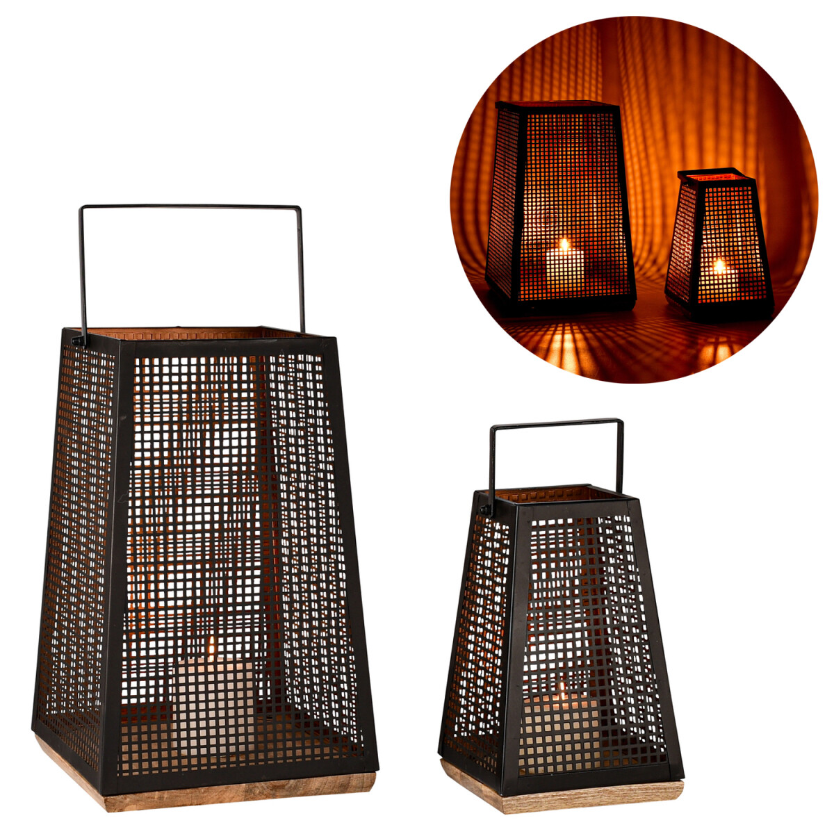 Lot de 2 photophores Baymita &ndash; Noir et or,...