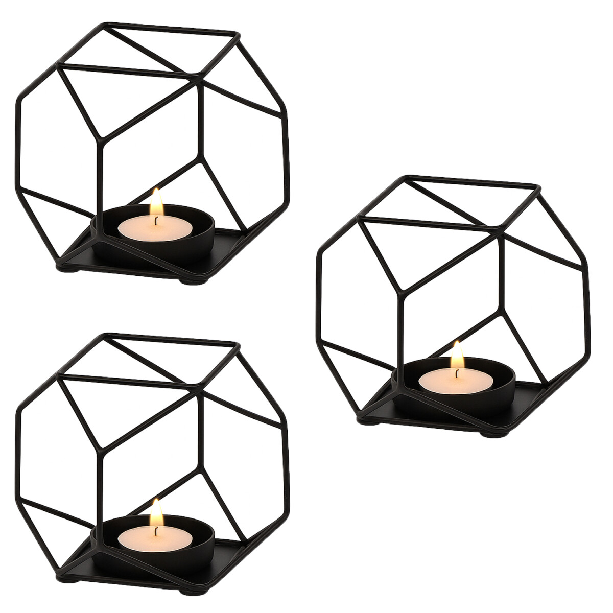 Lot de 3 Sarpene -1- Photophores en métal, motif g&ea