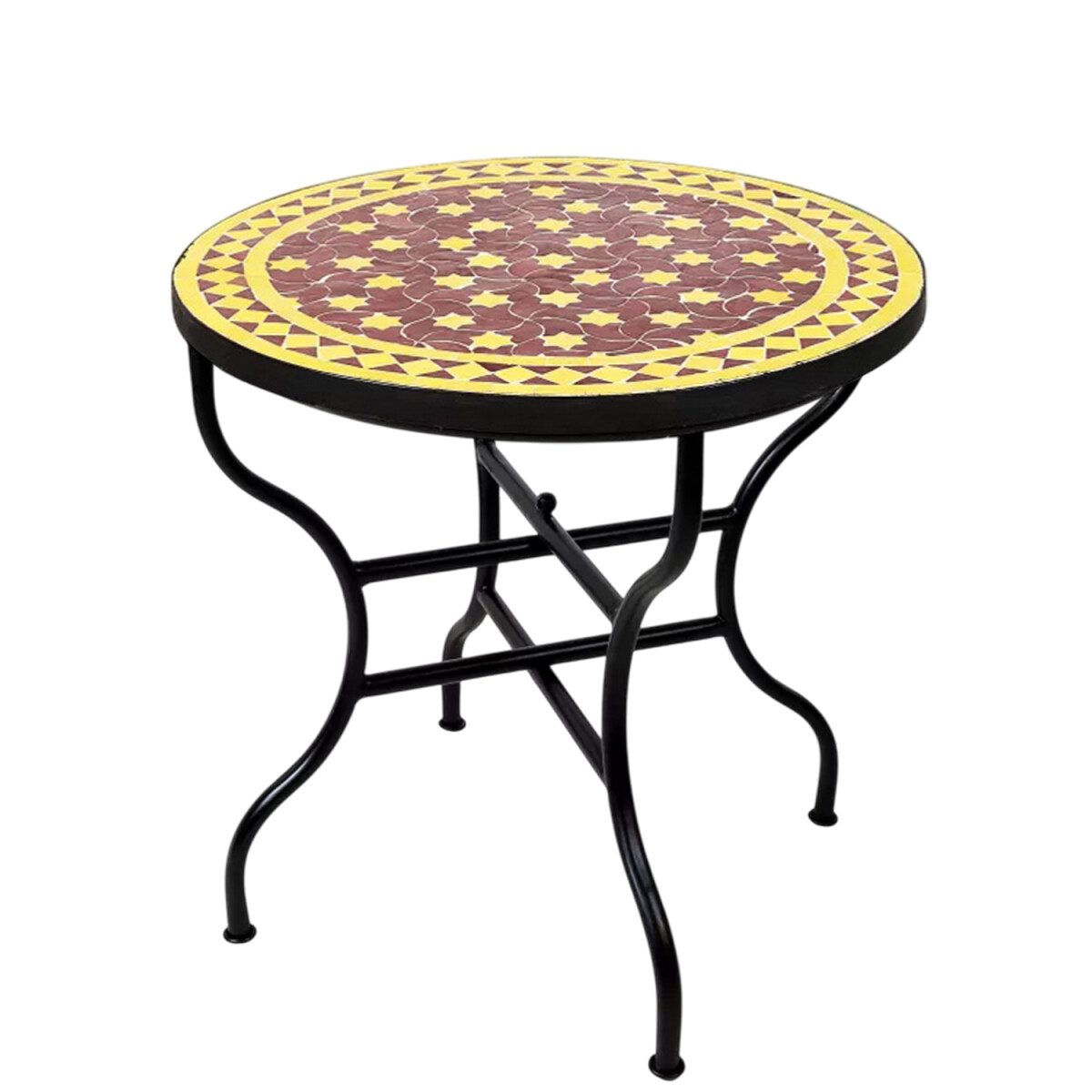 Table en mosaïque marocaine Estrella Bordeaux Jaune 80 