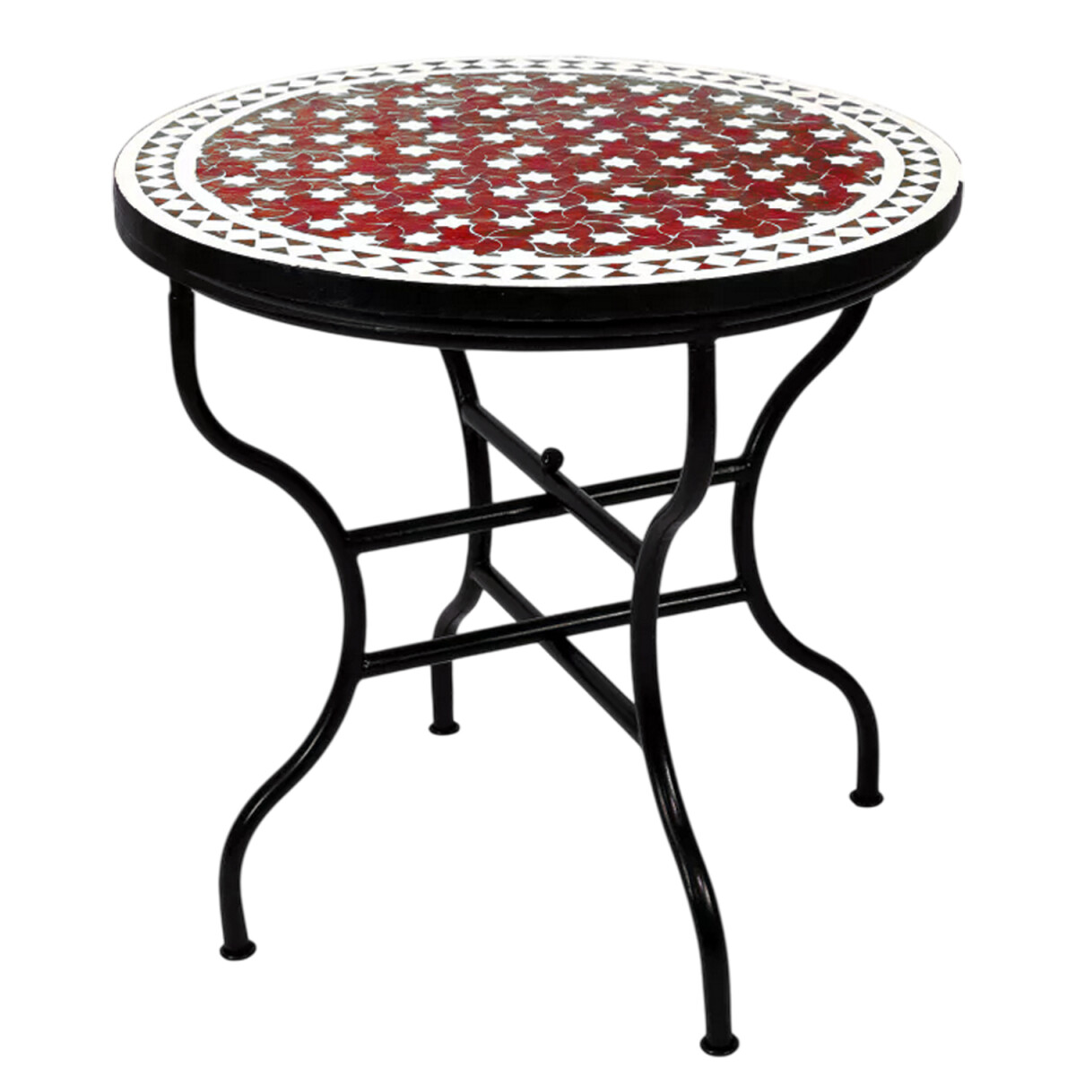 Table en mosaïque marocaine Estrella Bordeaux Blanc 80 